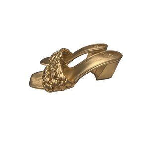 Marc Fisher LTD Gold Braided‎ Block Heel Sandals Womens Size 9M